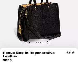 Coach Black Leather Satchel with Gold Accents